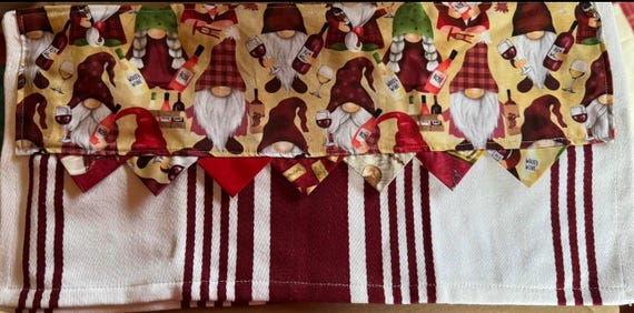 Kitchen Towels, set of 2. Wine Gnomes
