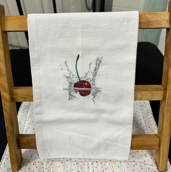 Embroidered Flour Sack Towels                                       Cherry in water