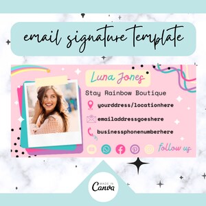 Rainbow Email Signature, Canva Template, Small Business, Email Design, Business Branding, Email Template Canva, Rainbow, Email Signature