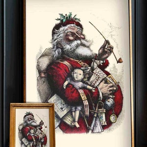 Vintage Santa Claus Christmas Decor digital printable wall art, Nostalgic Antique Christmas Print home decor, junk journals, scrapbooking