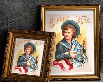 Vintage American Flag and Boy, July 4th Postcards, Patriotic Art, Americana Ephemera Printable, Victorian Independence Day Digital Download