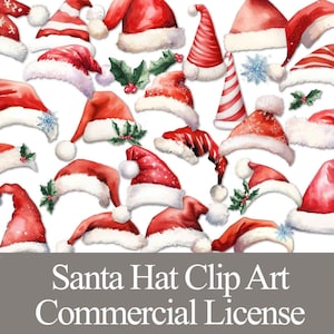 Licenza per uso commerciale di Santa Hat Clipart, nessun credito di attribuzione richiesto, fino a 1000 copie