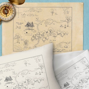 Winnie The Pooh Map, 100 Acre Wood Printable Map, Classic Pooh, One Hundred Acre Wood PNG, Winnie The Pooh Nursery 100 Acre Wood Map Decor