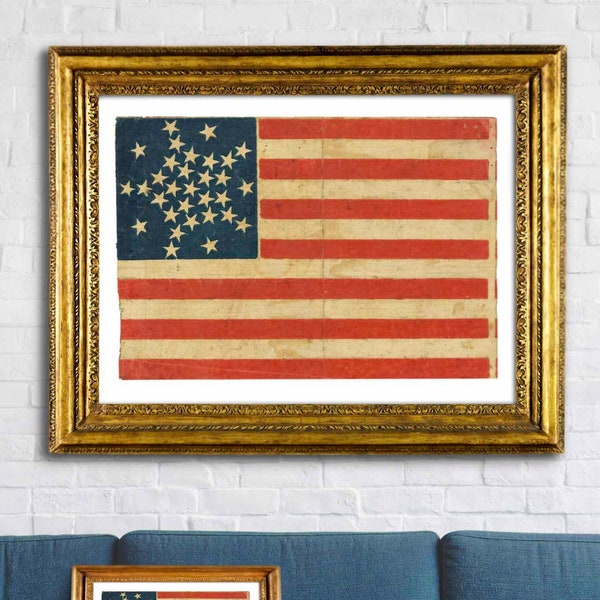 American flag poster for rustic Americana wall decor, America wall art, Abraham Lincoln, Flag wall art, digital printable USA decor July 4th