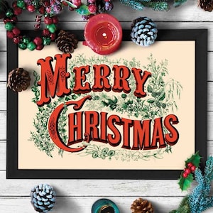 Vintage Merry Christmas Sign: Rustic Farmhouse Printable (Digital Download)