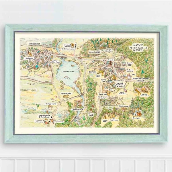 Peter Rabbit Map decor instant printable digital download, pastel wall art, nursery, baby's room, Beatrix Potter prints Mr McGregor's Garden