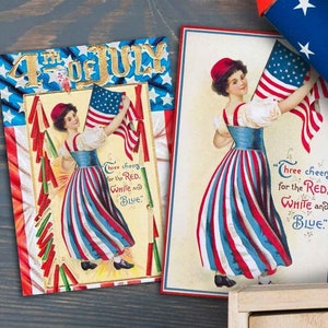 Amerikanische Flagge, Americana Ephemera, Postkarte zum ausdrucken, Scrapbooking, Kunst, Vintage Postkarten