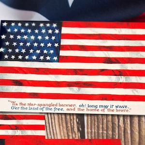 Patriotic July Fourth Vintage Victorian Postcards American Flag, 4th, National Anthem, Digital Printable Image , crafts, ephemera graphic