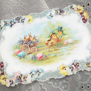 Hasen Vintage Osterhasen Postkarte. Küken ziehen Häschen. Ausgefallener viktorianischer digitaler Download.  Scrapbooking, basteln, Junk Journal Sticker