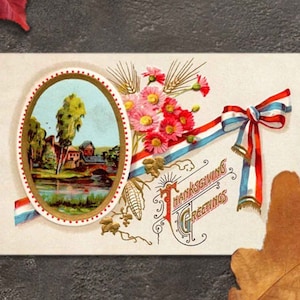 Vintage Thanksgiving Postkarte, ausgefallene Karte, viktorianischer digitaler Download. Herbst Herbst Dekor, Scrapbooking, Junk Journal, Kunsthandwerk