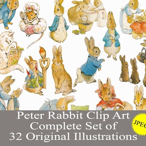 Peter Rabbit clip art JPEG graphic for baby shower, birthday party, nursery, digital printable stickers, decals, junk journal, scrapbooking