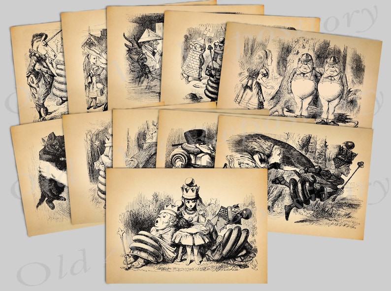 Vintage Alice in Wonderland Printable Book Pages Through the - Etsy