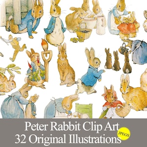 Peter Rabbit clip art JPEG graphic for baby shower, birthday party, nursery, digital printable stickers, decals, junk journal, scrapbooking