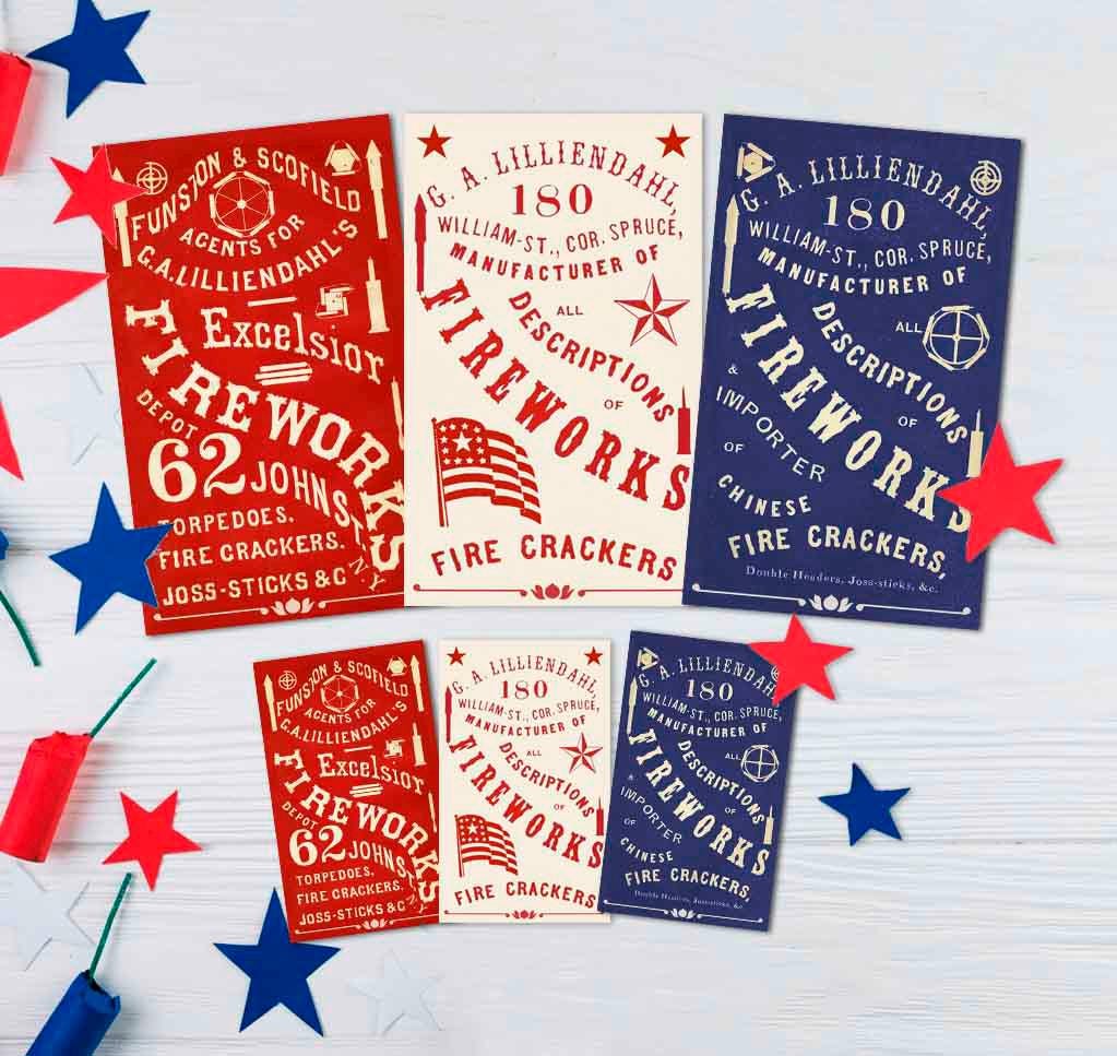 Vintage Patriotic July 4th Fireworks Labels, Americana Ads Ephemera for ...