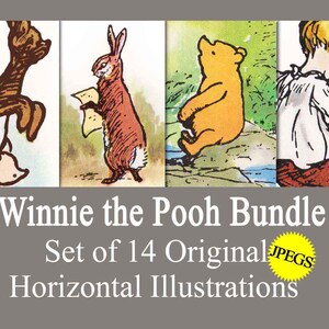 Set of 14 Classic Winnie the Pooh Poster Prints, Winnie the Pooh Nursery Wall Art Nursery Child Kids Decor Pooh Digital Download Baby Shower