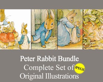 Peter Rabbit decor printable digital download pastel wall art for baby shower, nursery, baby boy's girl's room journal Beatrix Potter prints