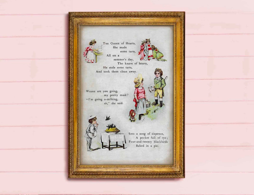 Nursery Rhyme Art Print Book Illustration, Vintage Instant Digital ...