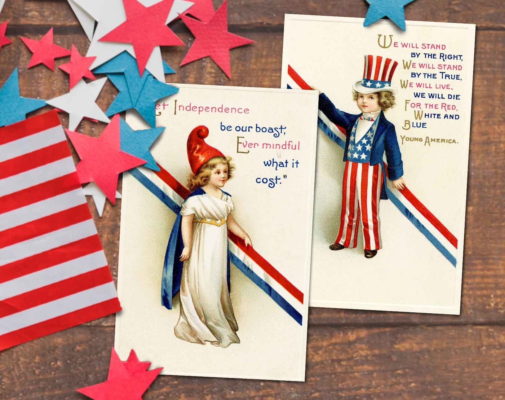 Patriotic Vintage Postcard Printable Download Victorian - Etsy
