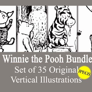 Set of 35 Classic Winnie the Pooh Poster Prints, Winnie the Pooh Nursery Wall Art Nursery Child Kids Decor Pooh Digital Download Baby Shower