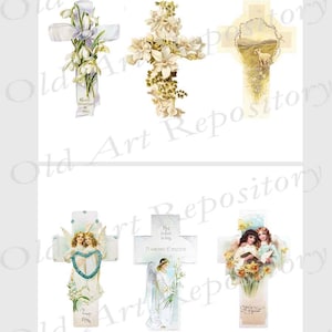 Printable Vintage Easter Postcards. Religious Floral Angel Lamb Cross ...
