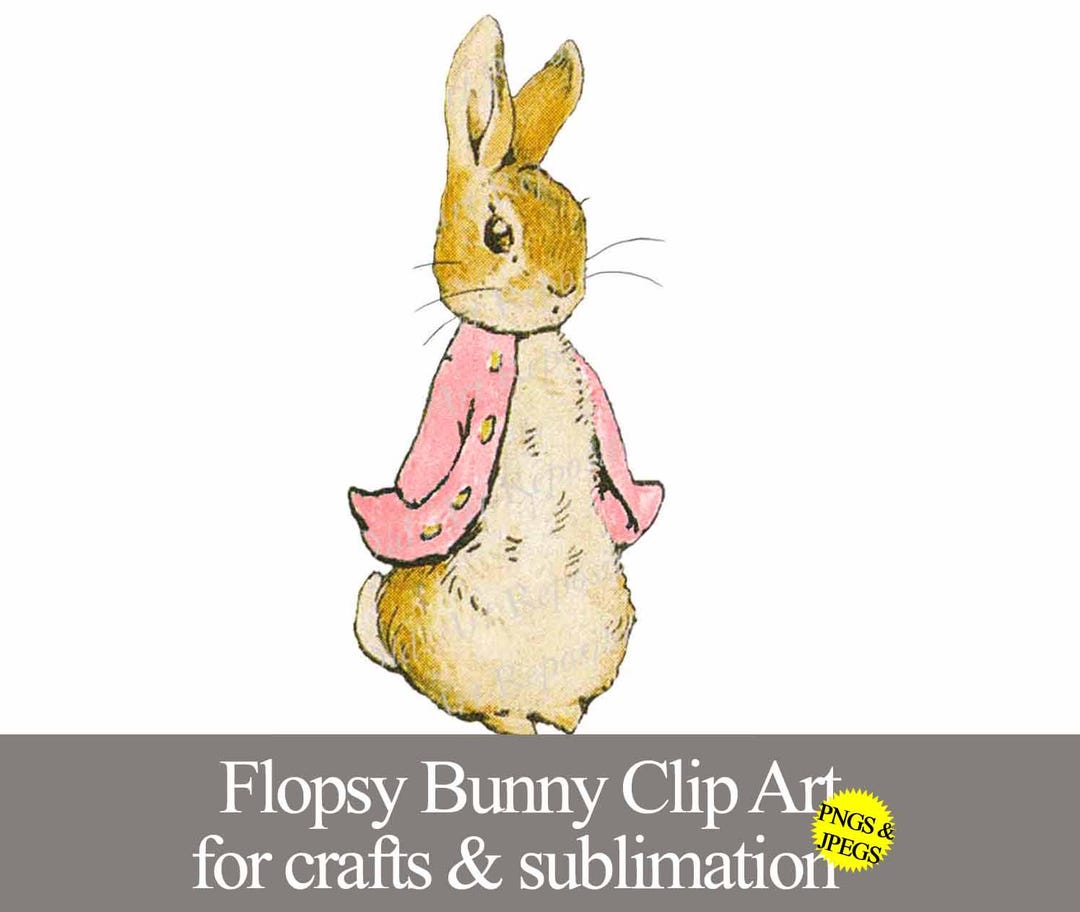 Pink Peter Rabbit, Flopsy Bunny PNG & JPEG Clip Art Graphic for Baby ...