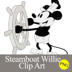 Vintage Steamboat Willie Mouse PNG Clipart Printable Digital Download, Classic Cartoon Mouse for sublimation, party journal scrapbooking