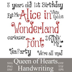 Alice in Wonderland Font, Alice in Wonderland Alphabet Letters and Numbers clip art for Birthday Part Tea Party Onederland Party Hearts Font
