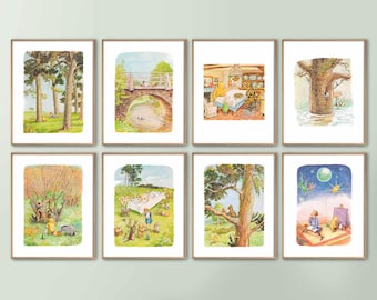Classic Winnie the Pooh Poster Prints, Winnie the Pooh Nursery Wall Art, Baby Boy's Room, Girl's Room Decor, Digital Download, Baby Shower.