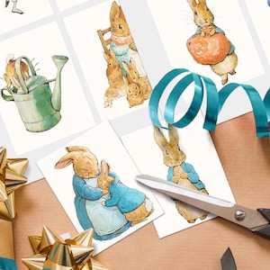 Etichette di Peter Rabbit Etichette di Beatrix Potter, Etichette stampabili, Carta di Peter Rabbit, Etichette digitali Etichette di adesivi di Peter Rabbit Scrapbooking Junk Journal
