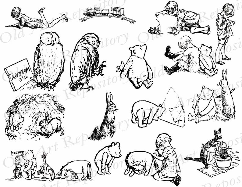 Classic Winnie the Pooh PNG and SVG Clip Art Graphics for Baby - Etsy UK