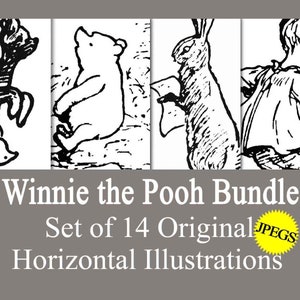 Set of 14 Classic Winnie the Pooh Poster Prints, Winnie the Pooh Nursery Wall Art Nursery Child Kids Decor Pooh Digital Download Baby Shower