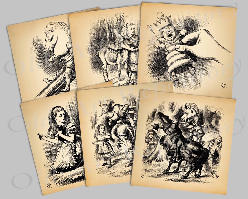 Vintage Alice in Wonderland Printable Book Pages Through the - Etsy