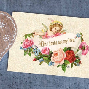 Printable Vintage Valentine Card Antique Victorian Digital - Etsy