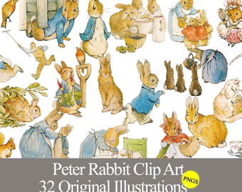 Peter Rabbit PNG clip art graphic for baby shower, birthday party, nursery, sublimation, digital printable stickers decals journal scrapbook
