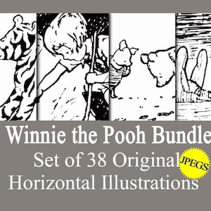 Set of 38 Classic Winnie the Pooh Poster Prints, Winnie the Pooh Nursery Wall Art Nursery Child Kids Decor Pooh Digital Download Baby Shower