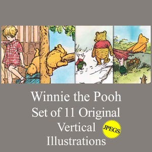 Set of 14 Classic Winnie the Pooh Poster Prints, Winnie the Pooh Nursery Wall Art Nursery Child Kids Decor Pooh Digital Download Baby Shower