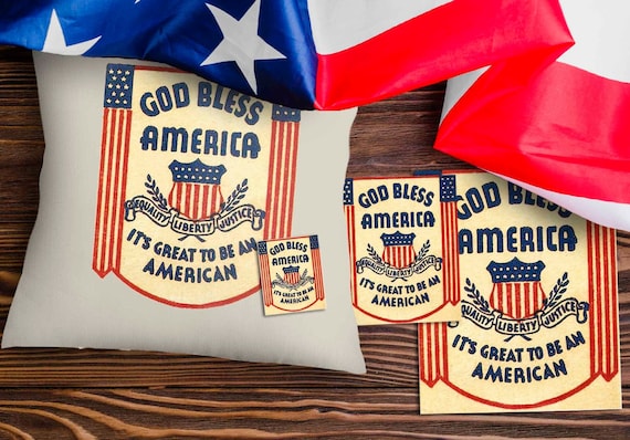 Vintage Patriotic July 4th American Flag Image, Americana Ephemera, for stickers, tags crafts journals, scrapbook Digital Download Printable