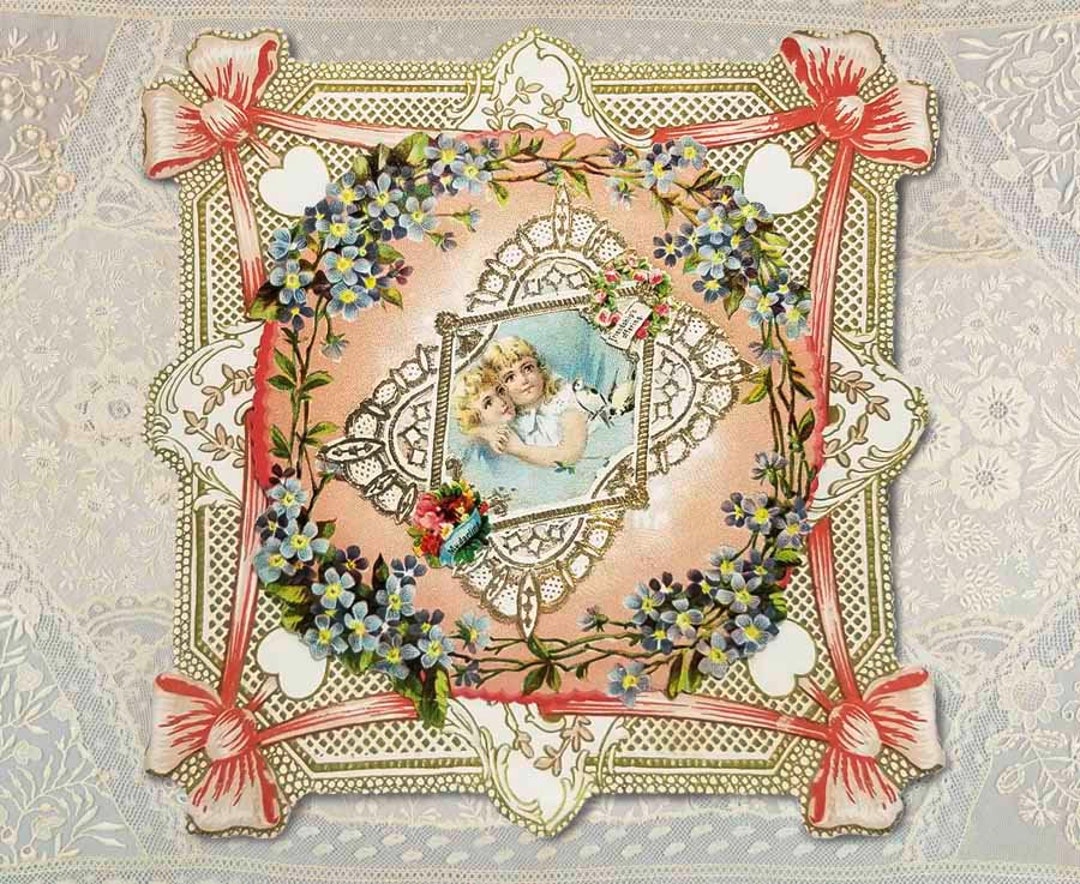 Printable Vintage Valentine Card Antique Victorian Digital - Etsy
