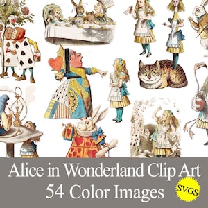 Alice in Wonderland clip art SVG graphics for sublimation and crafts. Digital download printable. Birthday party stickers decals transfers