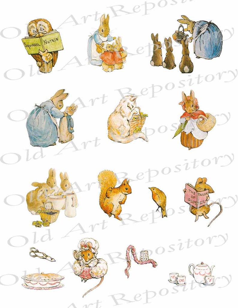 Peter Rabbit Clip Art JPEG Graphic for Baby Shower, Birthday Party ...