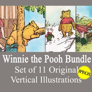 Set of 11 Classic Winnie the Pooh Poster Prints, Winnie the Pooh Nursery Wall Art Nursery Child Kids Decor Pooh Digital Download Baby Shower