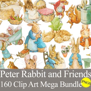 Peter Rabbit PNG Clip Art Mega Bundle for baby shower birthday party nursery sublimation digital printable stickers decals journal scrapbook
