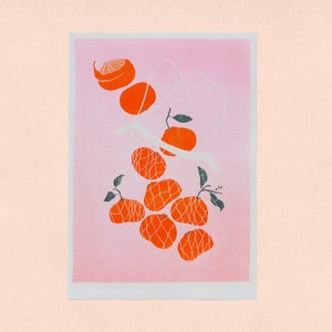 A4 Riso Print Naranjas – Arte de pared, impresión de arte, póster, ilustración