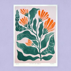 A4 Riso Print “sin lluvia no hay flores” – arte de pared, impresión de arte, póster, ilustración