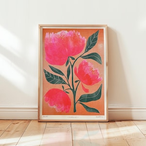 Impression Riso A4 « Pivoines » – Art mural, Impression d'art, Affiche, Illustration