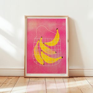 Lámina Riso A4 «Plátanos»: Arte mural, lámina artística, póster, ilustración