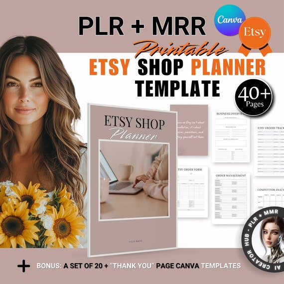 Etsy Shop Printable Planner, Lead magnet, Etsy templates, Canva template | Digital Product Download | Etsy Sellers Tool, includes MRR PLR