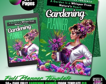 Tuinplanner, digitaal tuindagboek van meer dan 50 pagina's (canvasjabloon, PLR)