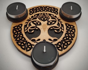 Candleholder Three Of Life, Celtic, Pagan, Yggdrasil, Triple Goddess Project SVG, AI, CDR, Laser digital files, Instant Download
