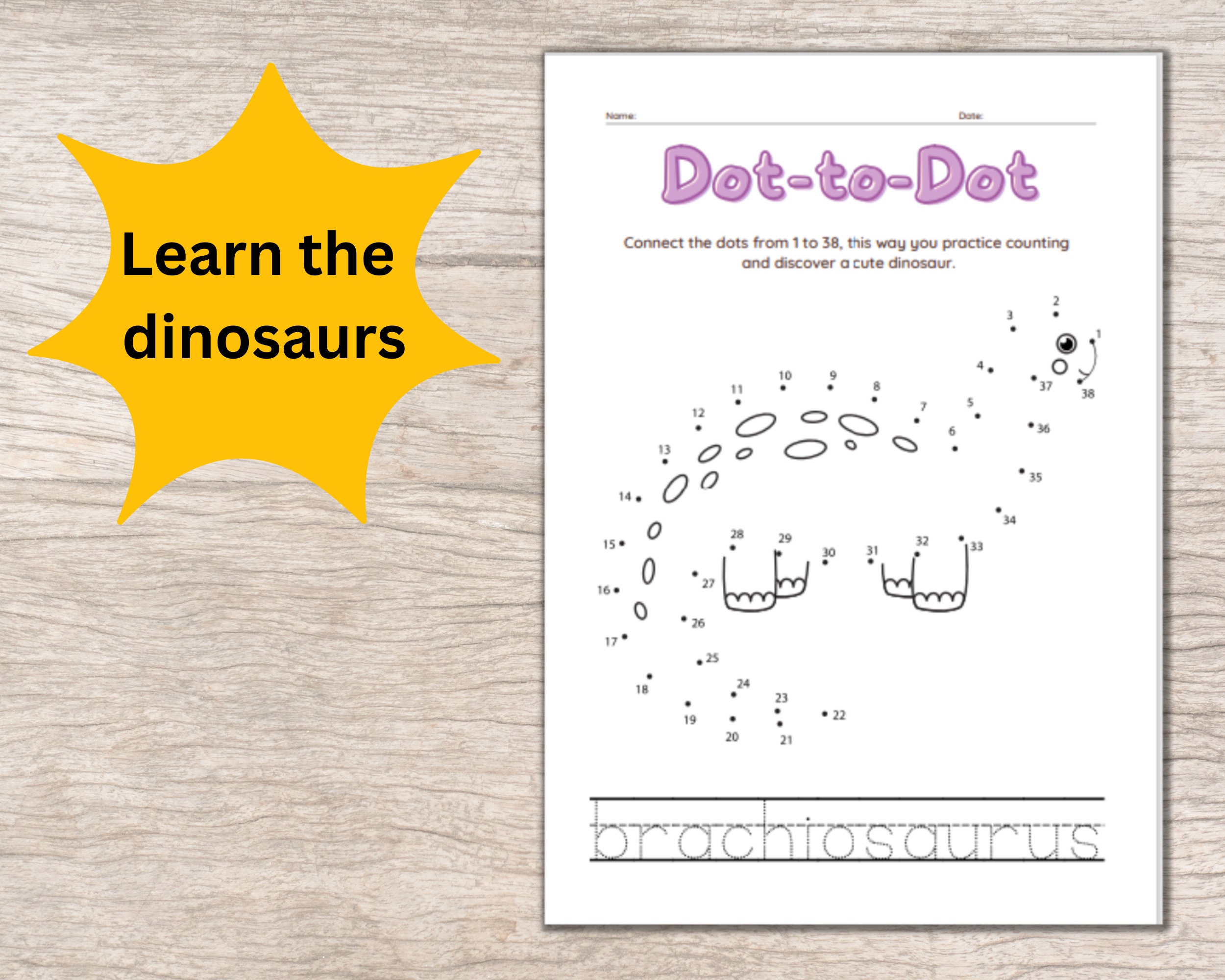 Seven Fun Dottodot Coloring in Sheets Learn How to Count Etsy Canada
